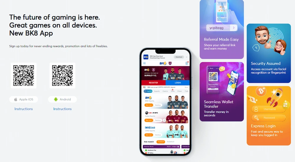 mobile application for iOS and Android operating systems allows players to easily access the service anywhere