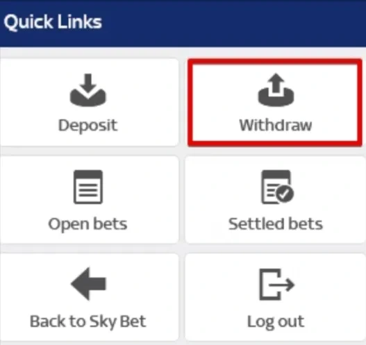 Instructions on how to withdraw money from your Sky Bet account