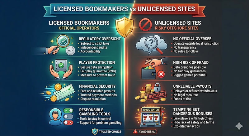 Licensed Bookmakers vs. Unlicensed Sites: Spotting the Difference